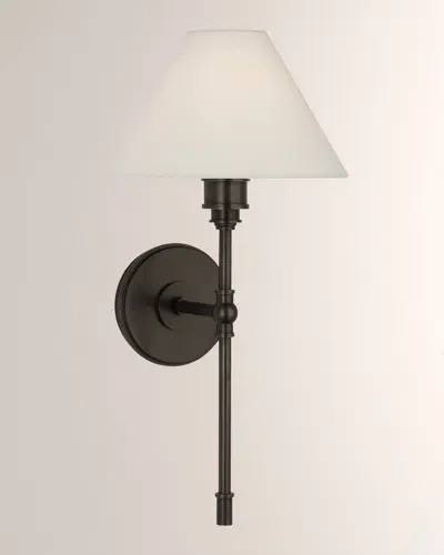 Visual Comfort Signature Parington Tail Sconce With Linen Shade By Chapman & Myers In Bronze