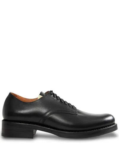 Visvim Toe-folk Leather Derby Shoes In Black