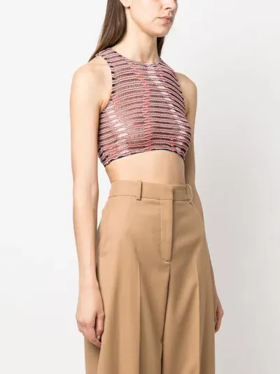 Vitelli Calves Wave Jacquard Crop Top In Pink