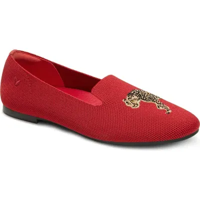 Vivaia Audrey Knit Flat In Ruby Red Cheetah