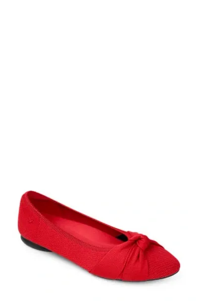 Vivaia Knotted Water Resistant Almond Toe Flat In Ruby Red