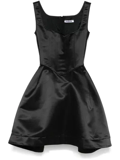 Vivetta Duchess Satin Mini Dress In Black