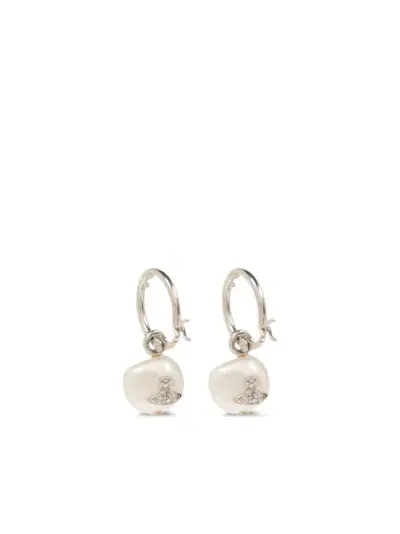 Vivienne Westwood Silver Drop Earring In White