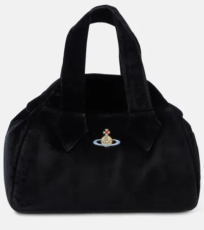 Vivienne Westwood Archive Medium Velvet Shoulder Bag In Black