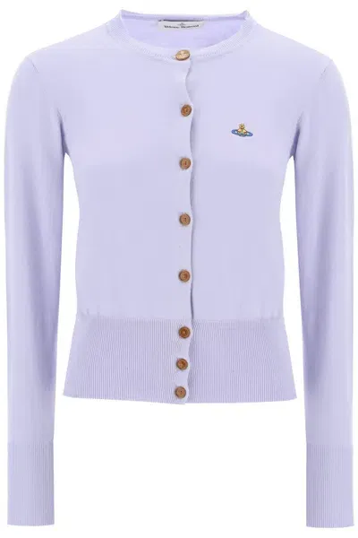 Vivienne Westwood Orb-embroidered Cotton Cardigan In Lilac