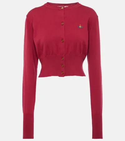 Vivienne Westwood Bea Cropped Cotton And Cashmere Cardigan In Bordeaux