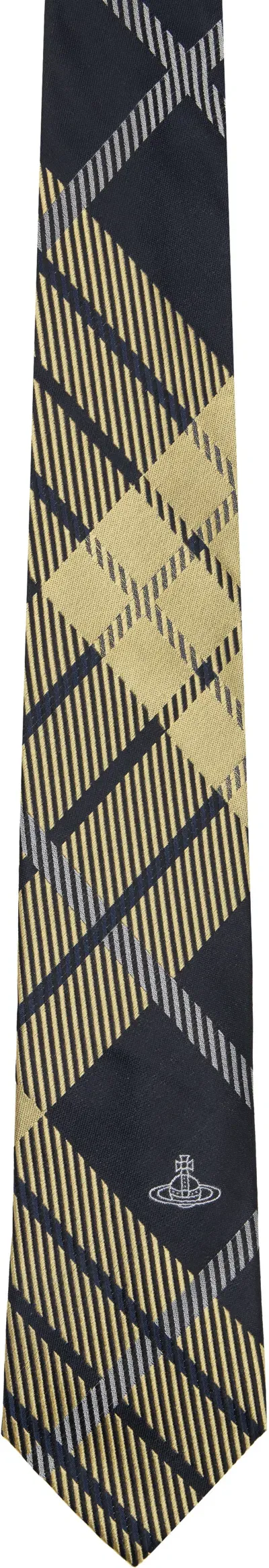 Vivienne Westwood Black & Yellow Harris Tweed Tie