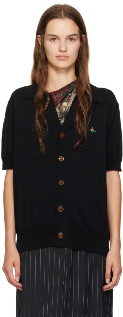 Vivienne Westwood Black Polo Cardigan In N401 Black