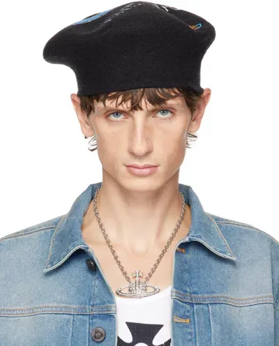 Vivienne Westwood Black Revere The Residence Edition 'anti-waste' Beret In Aw24-n401