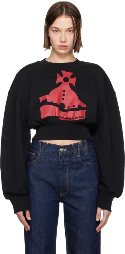 Vivienne Westwood Black Sunken Orb Crop Sander Sweatshirt In N401 Black