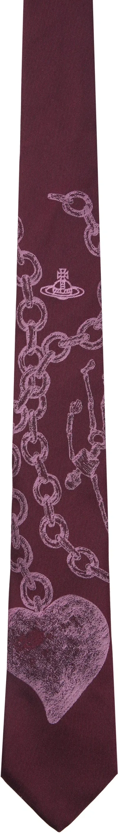 Vivienne Westwood Burgundy Heart & Chain Tie