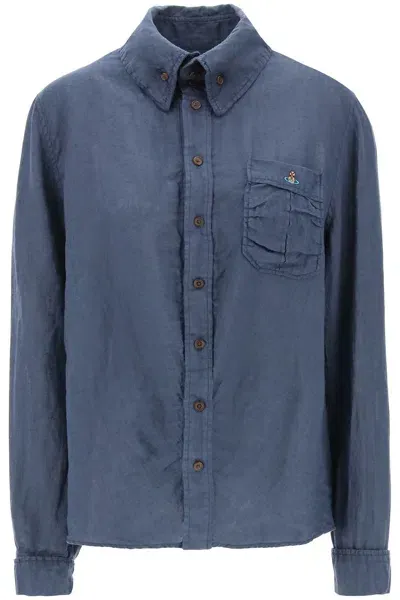 Vivienne Westwood Camicia Crewe Krall In Lino In Blue