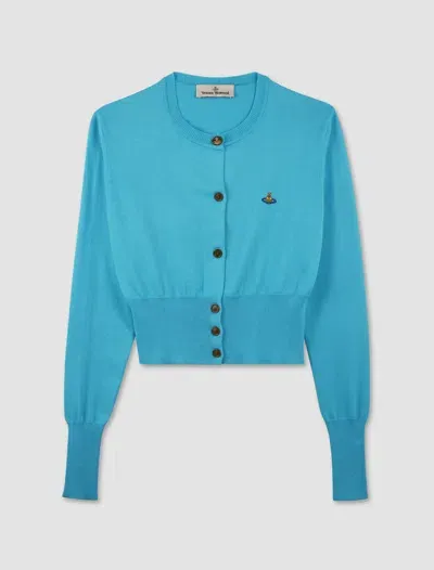 Vivienne Westwood Cardigan Crop Bea In Turquoise