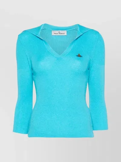 Vivienne Westwood Polo-pullover Mit Orb-stickerei In Cyan