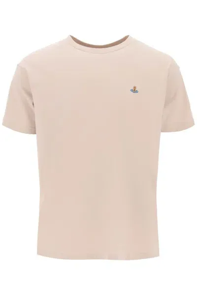 Vivienne Westwood Classic T Shirt With Orb Logo In Beige