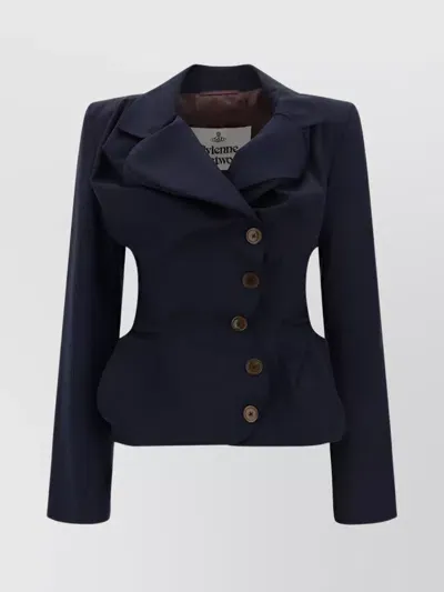 Vivienne Westwood Drunken Tailored Jacket With Structured Shoulders In Blue