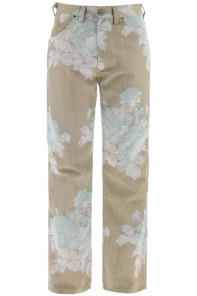 Vivienne Westwood "floral Jacquard Ranch Jeans In Neutrals