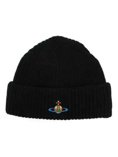 Vivienne Westwood Wool Knit Beanie Black In Black Fabric