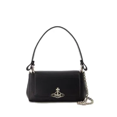 Vivienne Westwood Hazel Orb Plaque Shoulder Bag In Black