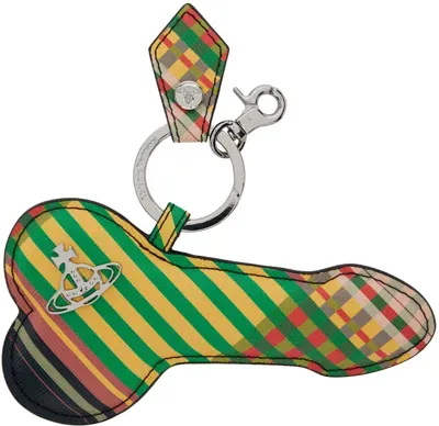 Vivienne Westwood Multicolor Penis Keychain In Combat Tartan