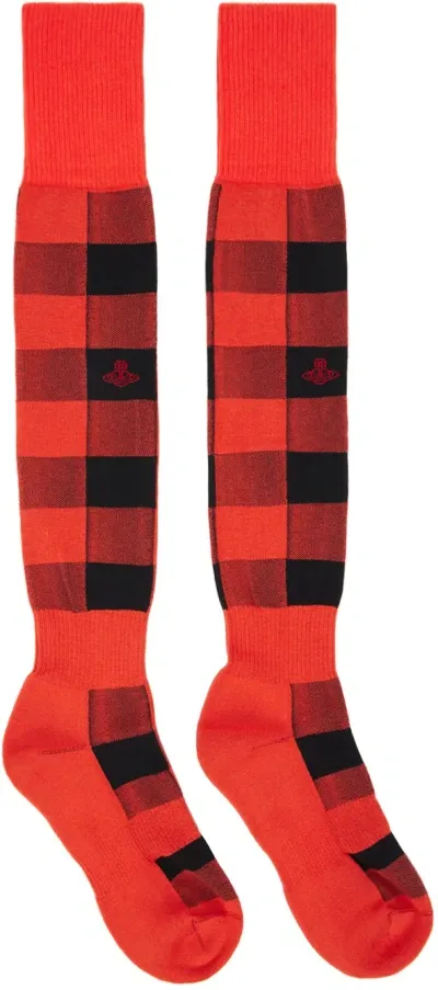 Vivienne Westwood Orange & Black High Socks In F401 Orange