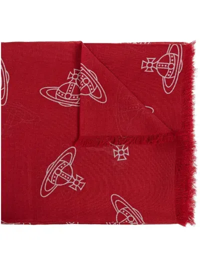 Vivienne Westwood Orb-print Scarf In Red