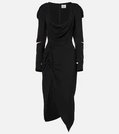 Vivienne Westwood Panther Draped Midi Dress In Black