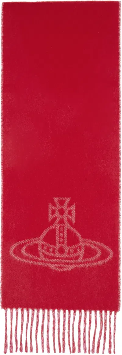 Vivienne Westwood Red & Pink Double Logo Scarf