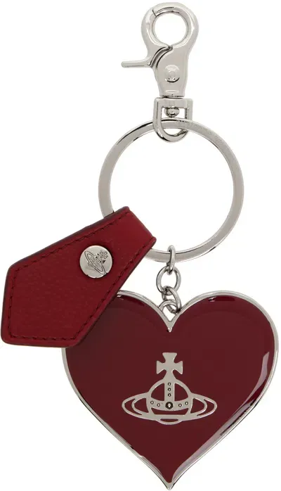 Vivienne Westwood Red Mirror Heart Orb Keychain In Aw24-h407