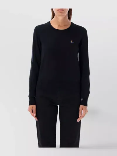 Vivienne Westwood Ribbed Crew Neck Knitwear With Long Sleeves In Black