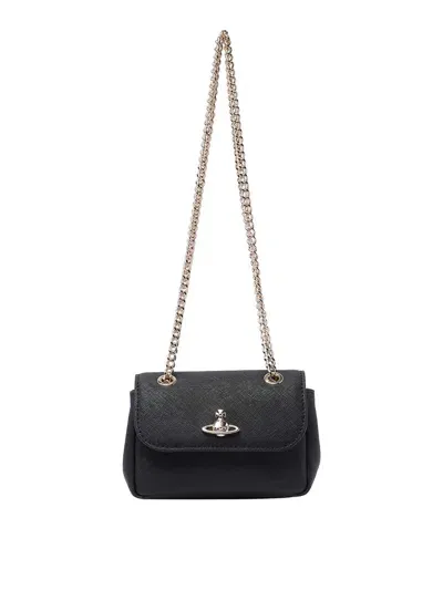 Vivienne Westwood Saffiano Shoulder Bag In Negro