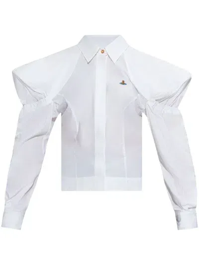 Vivienne Westwood Signature Orb Logo-embroidered Cotton Shirt In White