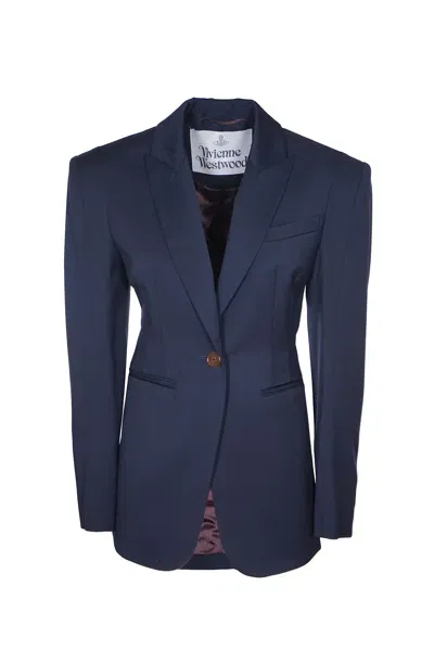 Vivienne Westwood Single-buttoned Fitted Blazer In Blue