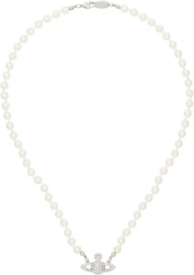 Vivienne Westwood White Mini Bas Relief Pearl Necklace