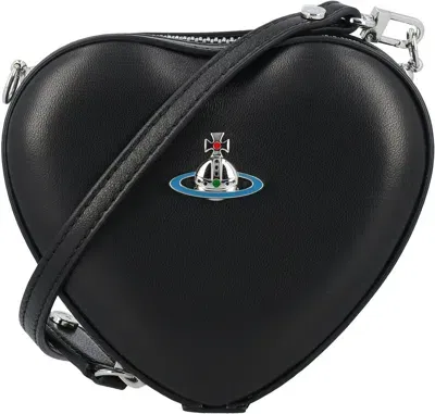 Vivienne Westwood Mini Heart Crossbody Bag In Black