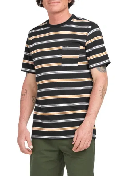 Volcom Bongo Stripe Pocket T-shirt In Black