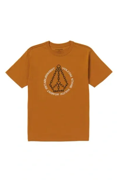 Volcom Circle Stone Graphic T-shirt In Chestnut Brown