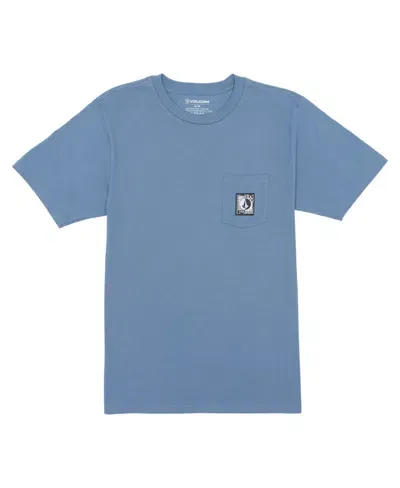 Volcom Fracking Logo Cotton Pocket T-shirt In Blueberry