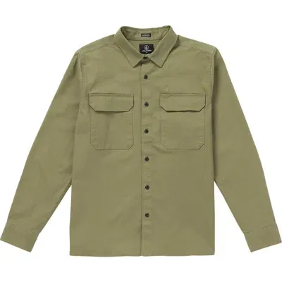 Volcom Servicestone Classic Fit Work Shirt In Thyme Green