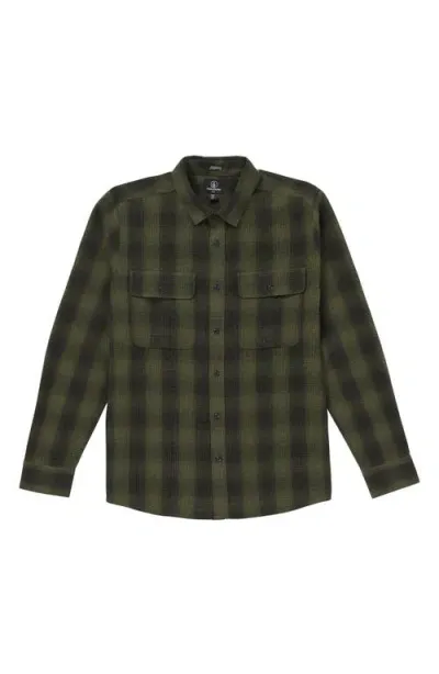 Volcom Shadowstone Classic Fit Flannel Button-up Shirt In Wintermoss