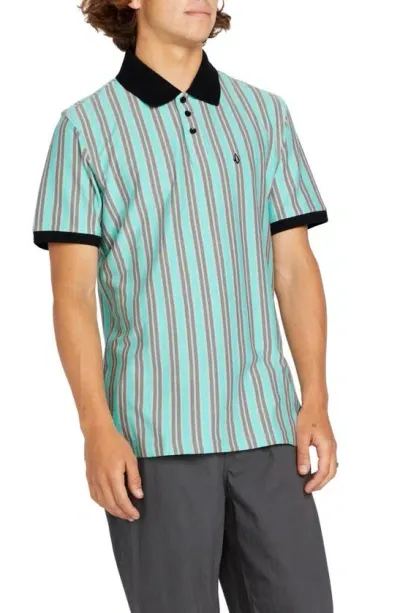 Volcom Striker Stone Stripe Polo In Moonbeam