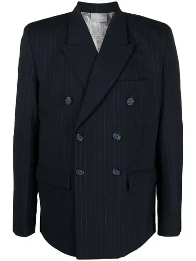 Vtmnts Pinstriped Double-breasted Blazer In Blue