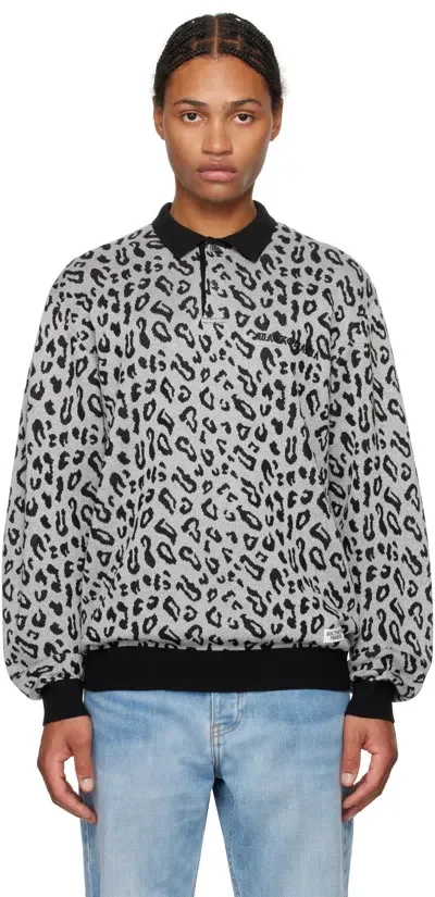 Wacko Maria Gray Leopard Knit Polo