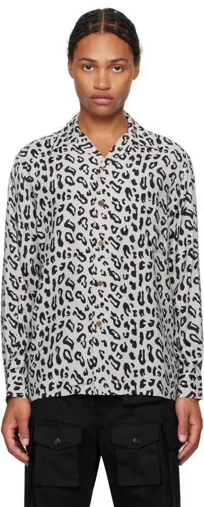 Wacko Maria Gray Leopard Open Collar Shirt