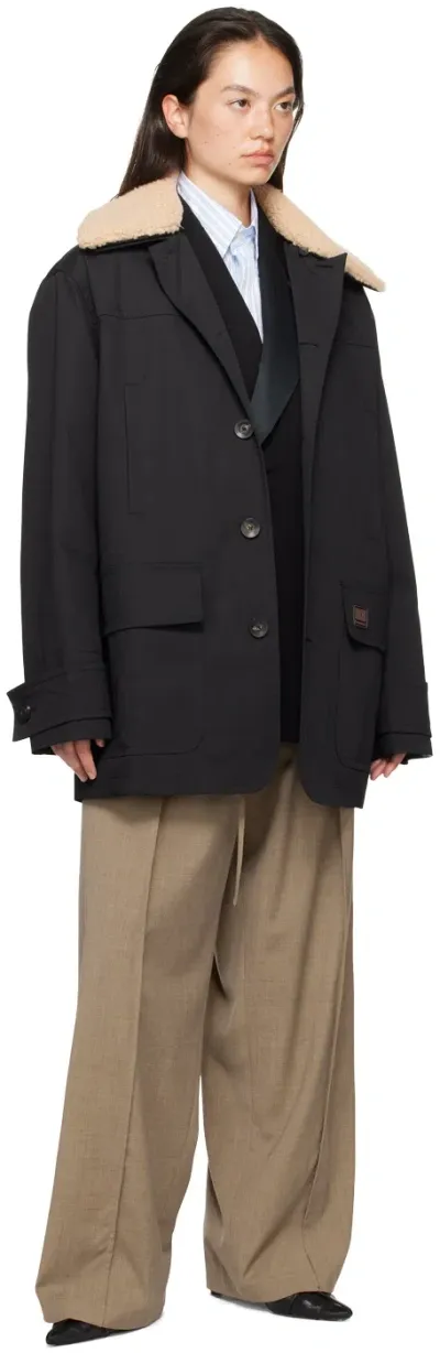 Wales Bonner Black March Jacket In Black And Ivory