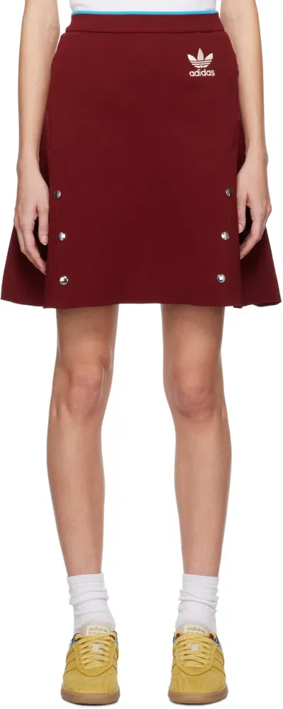 Wales Bonner Burgundy Adidas Originals Edition Piqué Midi Skirt In Collegiate Burgundy