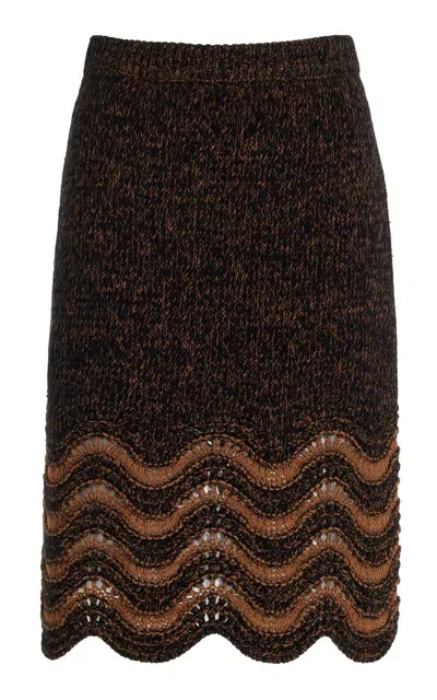 Wales Bonner Chord Knit Wool-cotton Midi Skirt In Black