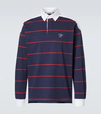 Wales Bonner Cotton Polo Shirt In Blue