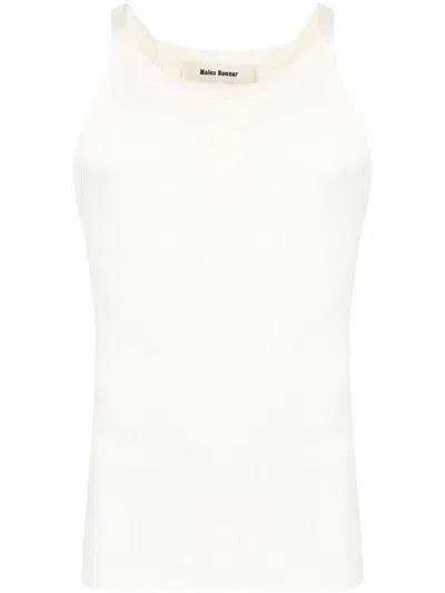 Wales Bonner Logo-embroidered Ribbed Tank Top In White