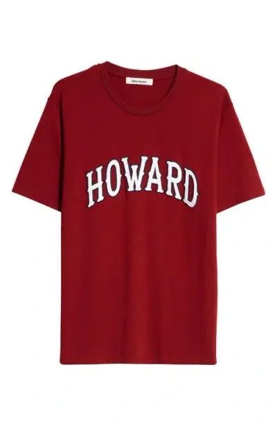 Wales Bonner Howard Embroidered Cotton Graphic T-shirt In Maroon